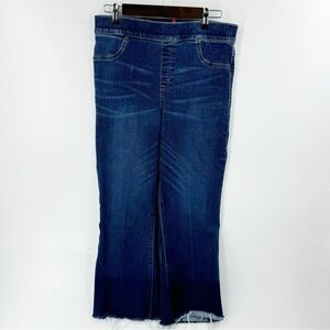 ✅‎ Spanx Jean X-Large Perfect Cropped Flare High Rise Pull On Dip Dye Hem Pant